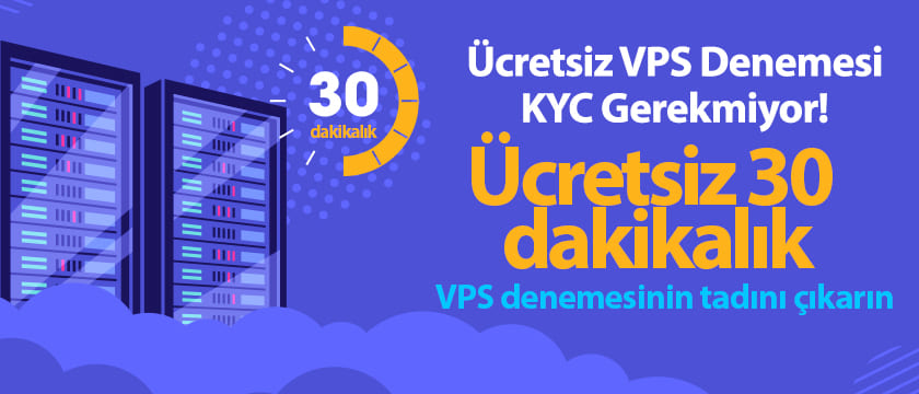 GhostVPS platformunda 30 dakikalık ücretsiz VPS denemesi yapan kullanıcı