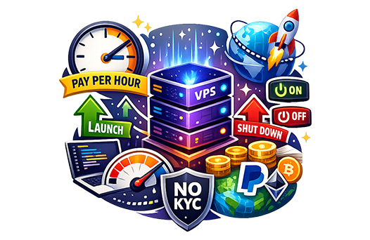 按小时VPS服务的灵活部署选项，支持加密货币和PayPal支付