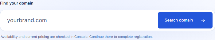 GhostVPS domain search field used before registration